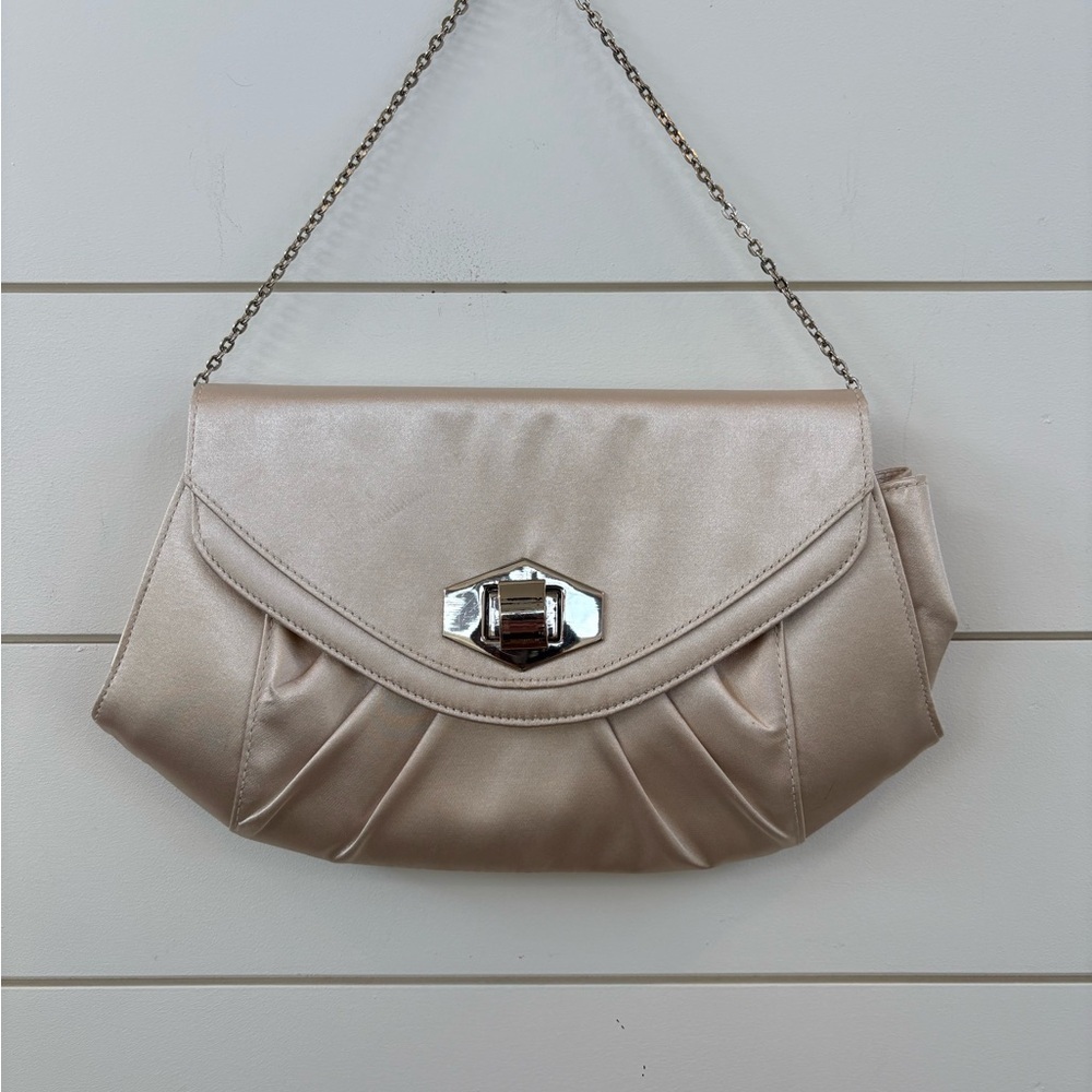 Kate Landry Shimmering Beige Clutch